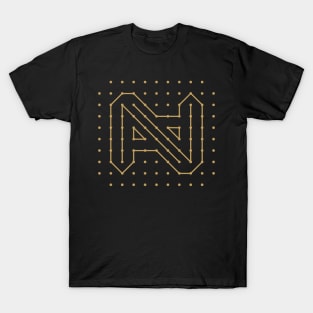 Dots and Alphabet Golden Letter N T-Shirt